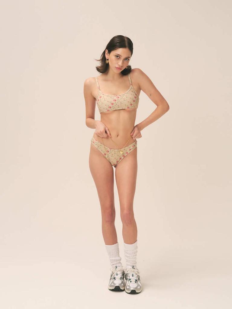 European & American Retro Floral Three-Piece Bikini Swimsuit for Women