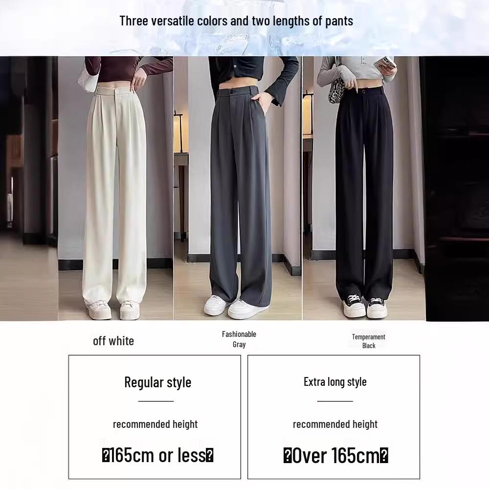 Women's High-Waist Wide-Leg Pants: Spring/Summer Straight Suit, Loose & Slim Fit.