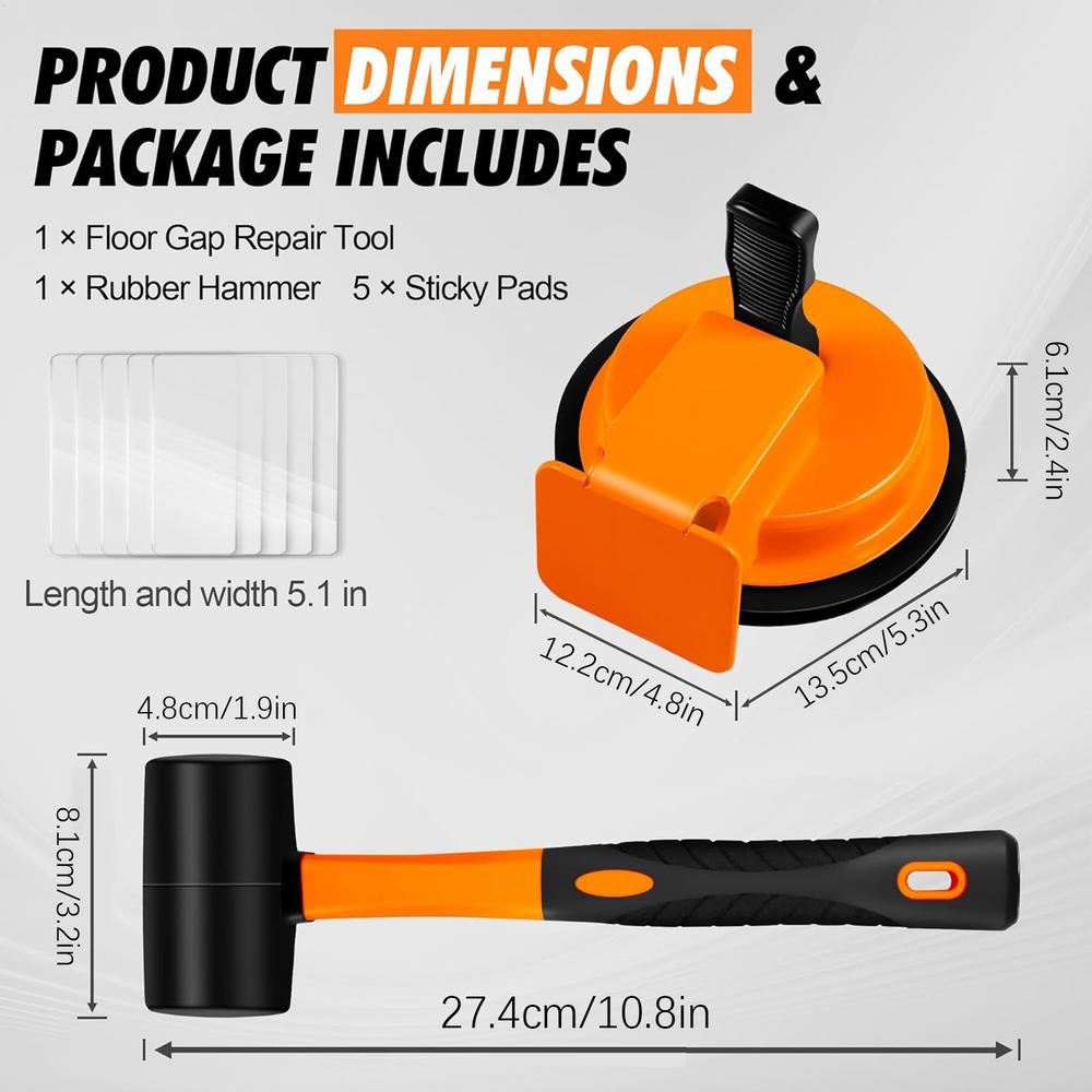 

Floor Crevice Fixer Tool Heavy Duty Flooring Installation Tools with Adhesive Pads Floor Plank Fixer for Home Office Apartment помаранчевий