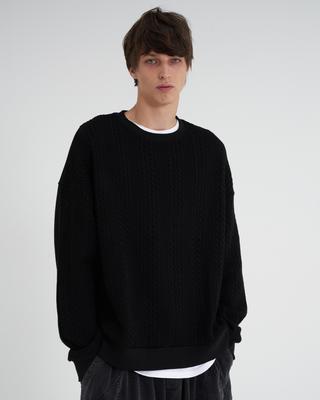 TENER Cable Knit Sweatshirt Black