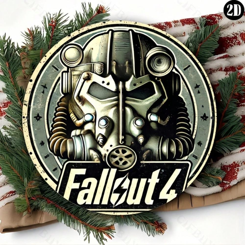 Fallout 4 Metal Tin Sign Round 8x8 Inch Vintage Art Wall Decor