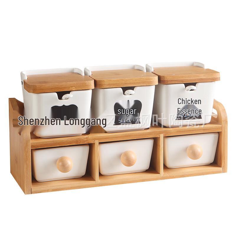 Набор квадратных керамических банок для специй LISM с крышками