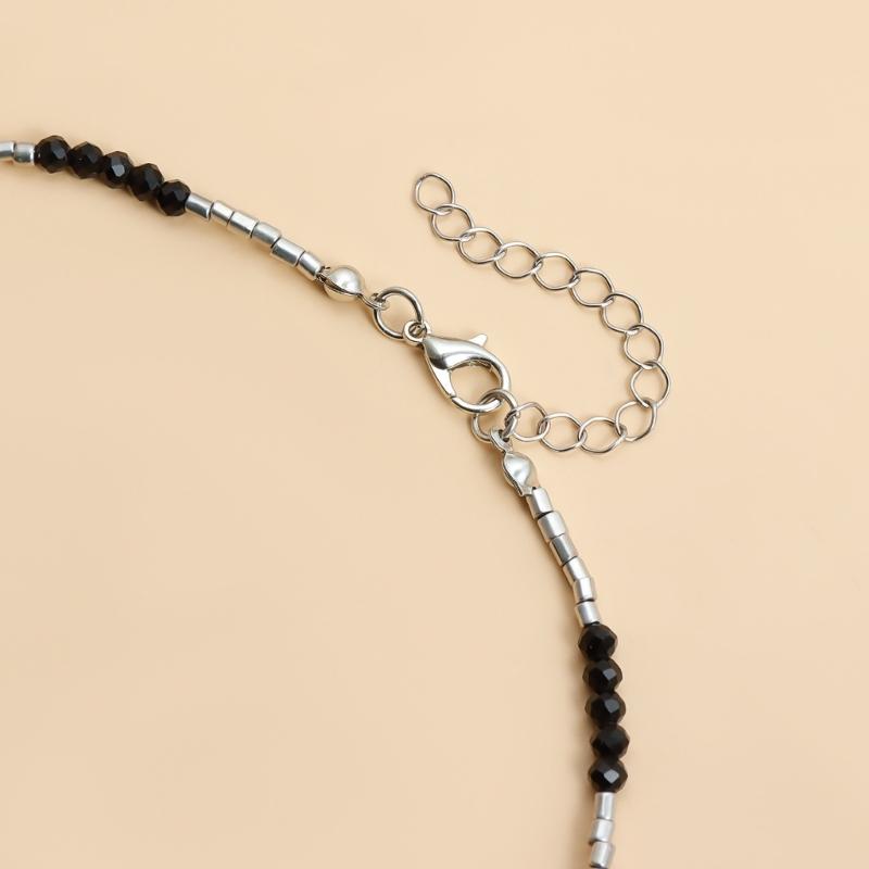 Gothic Plane Pendant Necklace Layer Black Beaded Charm Spikes Necklaces Crystals Cubic Zirconia Faith Jewelry for Women