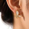 18K Real Gold Plated Mother-of-Pearl Butterfly Earrings, Hypoallergenic Stainless Steel Elegant Minimalist Women Daily Wear Jewelry