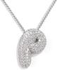 Cz Zircon Fat Initial A-Z Letters Balloon Bubble Pendant Necklace For Women Men Stainless Steel Box Chain Hip Hop Iced Jewelry