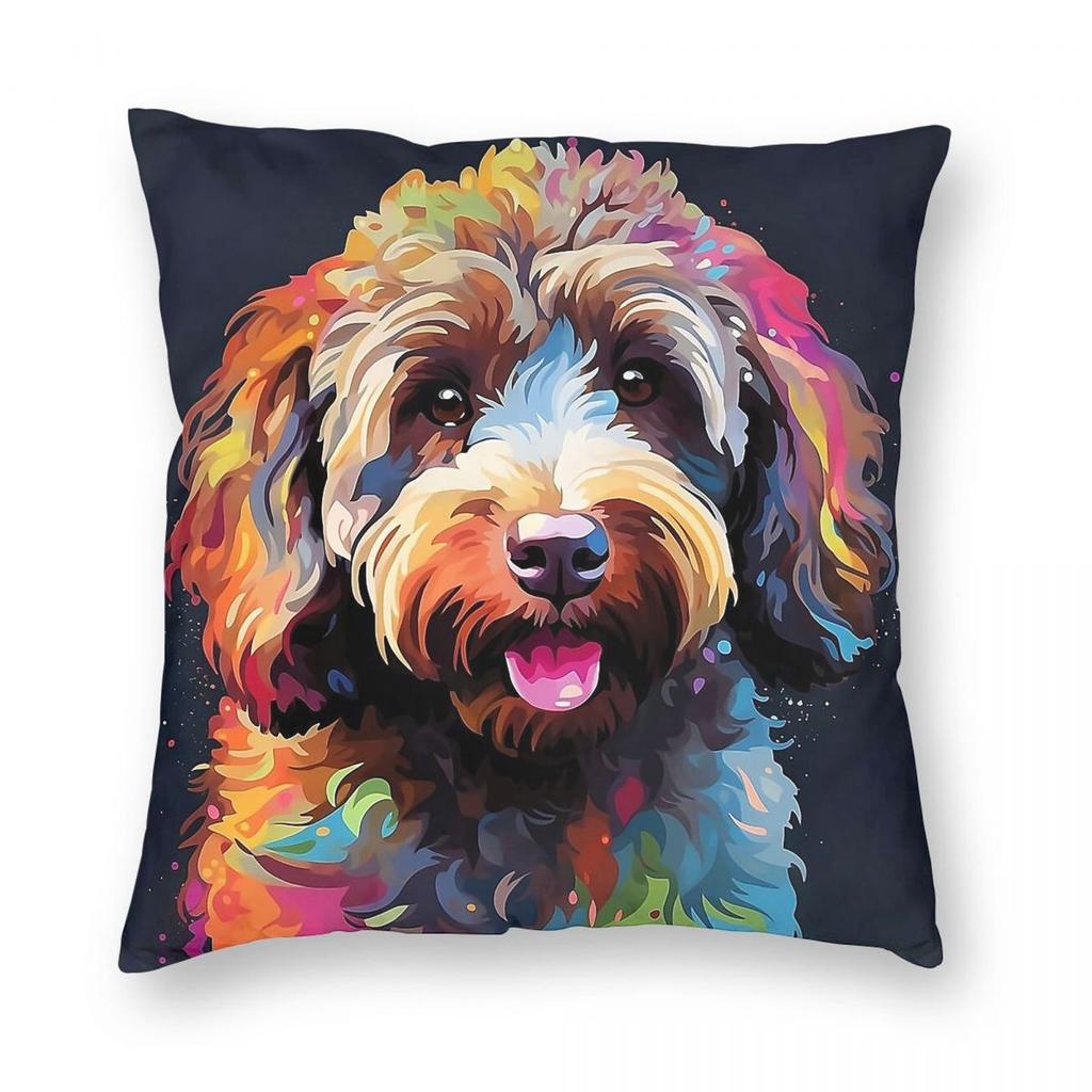 Mini Bernedoodle Square Pillowcase Polyester Linen Velvet Pattern Zip Decor Pillow Case Sofa Seater Cushion Case