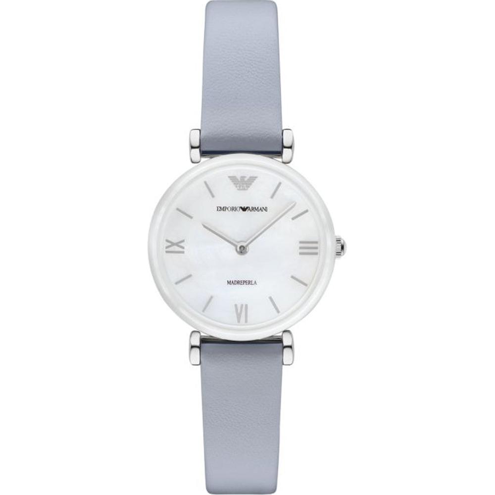 

Emporio Armani Gianni T-Bar Mother of pearl Grey Leather Ladies Quartz Watch AR11039 мать жемчужного