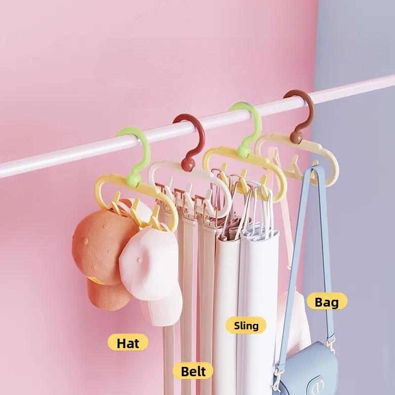 Wardrobe Double-row Hat Dopamine and Coat Hook Anti-slip Wardrobe Stand for Hanging Bags and Storing Items in The Household