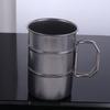 Folding Handle Stainless Steel Camping Mug Oil Barrel Shape Portable Outdoor Drinking Cup  BBQ