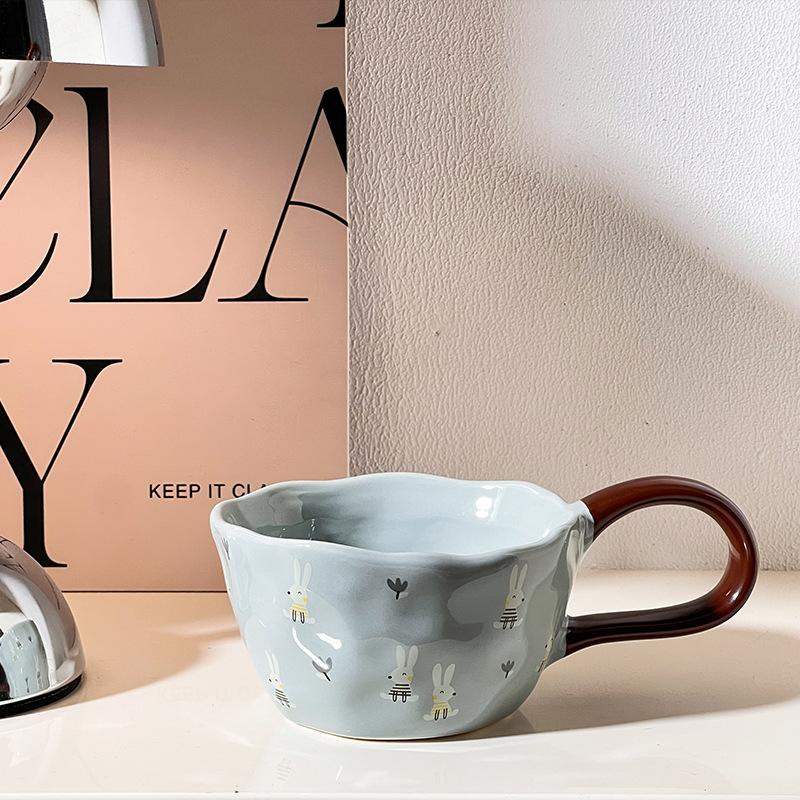 Cute Hand Pinched Irregular Ceramic Mugs Coffee Cups Milk Tea Cup Ins Korean Style Oatmeal Breakfast Mug Drinkware Kitchen Cup