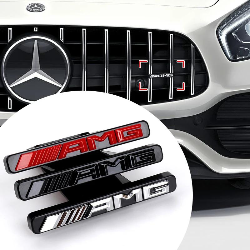 1 stk 3D ABS AMG-emblem Bil Frontgrill Merke Klistremerke Biltilbehør for Mercedes Benz W211 W203 W204 W210 W124 AMG W202 W212