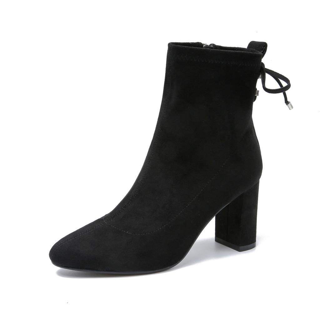 Square Toe Heeled Booties Fall/Winter 2025 Block Heel Side Zip Naked Boots In Scrub Cowhide