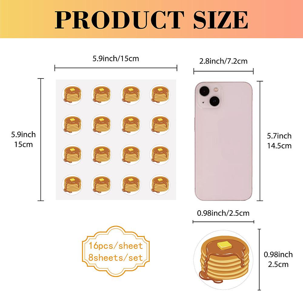 8 Sheets Plastic Waterproof Self-Adhesive Picture Stickers Round Dot Cartoon Decals for Kid's Art Craft Food 150x150mm Sticker: 25mm