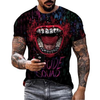 T-shirt à Manches Courtes Imprimé en 3D Crâne Terrifiant Été Polyester Respirant Simple Col Rond
