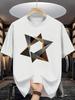 Geometric Star Print Mens Cotton TShirt Casual Short Sleeve Breathable Crew Neck Graphic Tee