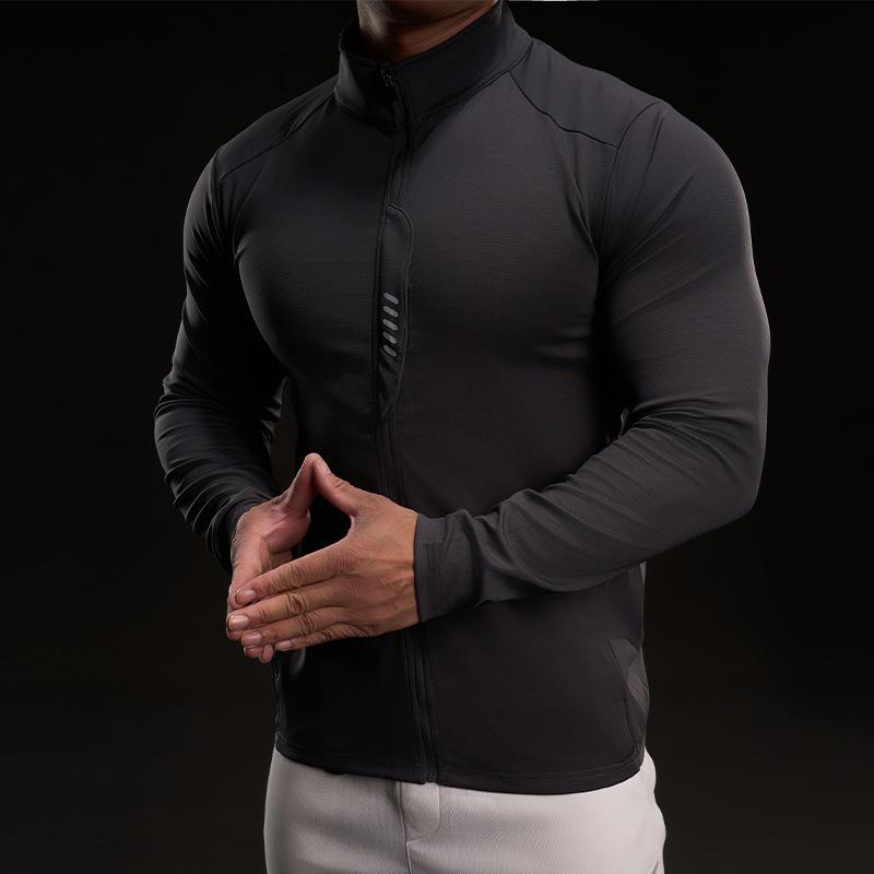 New Quick-drying Ice Silk Long-sleeved T-shirt Men's Casual Sports Elastic Fitness Outdoor T-shirt Top Men