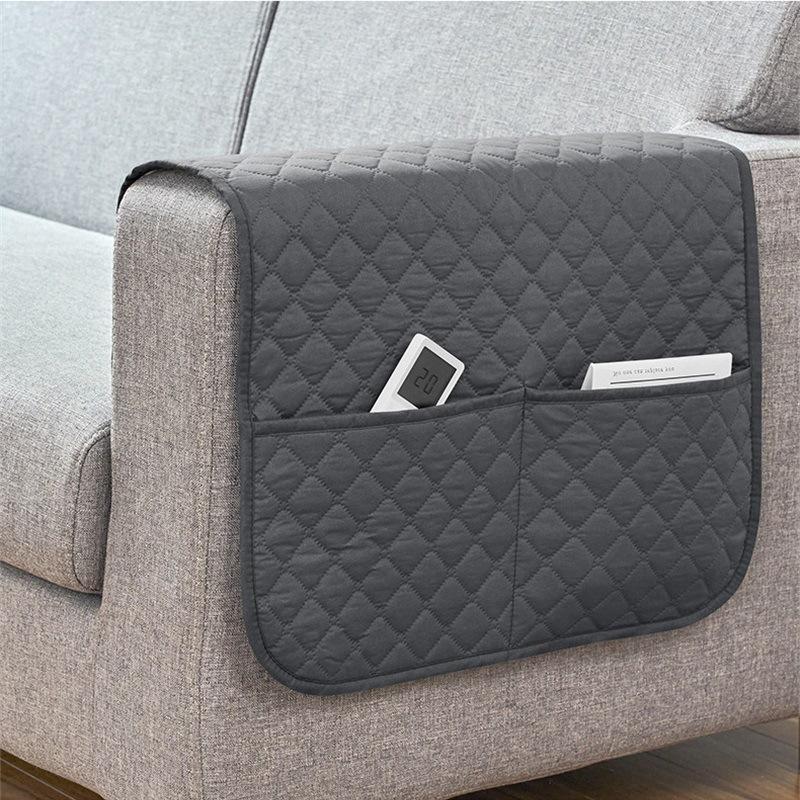 

1pc Solid Waterproof Sofa Armrest Cushion with Storage Bag, Sofa Armrest Protective Cover, Sofa Armrest Cover Cloth 1pc