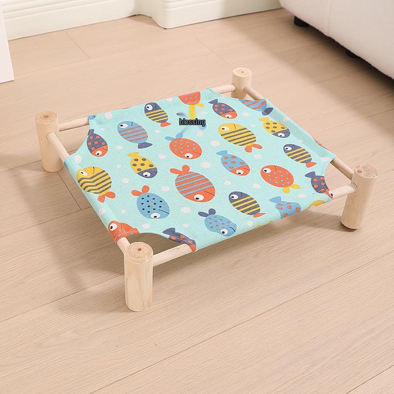 Celoroční prodyšný pelíšek pro domácí mazlíčky z masivního dřeva - Odnímatelné, pratelné hnízdo pro psy a kočky