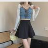 Women's Black High-Waist Fluffy A-Line Skirt - Spring 2024 Fashion