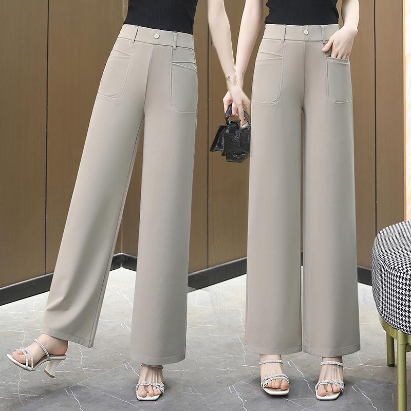 

Spring 2026 High-Waisted Casual Pants for Middle-Aged & Elderly Women - Grandma s Summer Straight-Leg Pants 5XL (145-155 jin) бежевий