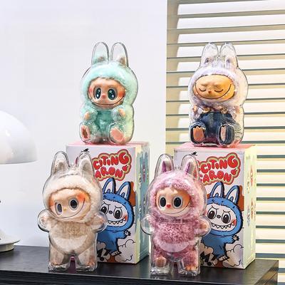 Labubu Transparent Protective Case First Generation Standing Second Generation Sitting Backpack Pendant Storage Display Box Accessories