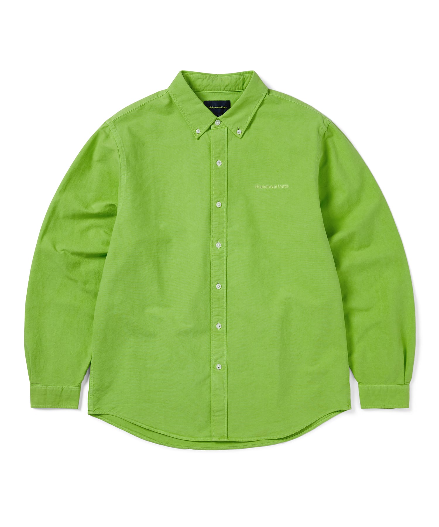 This Is Never That Overdyed T-Logo Oxford Shirt Green M