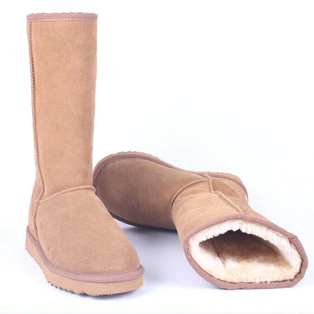 Buy Genuine Leather Snow Boots Women Knee High Boots Waterproof Non ...