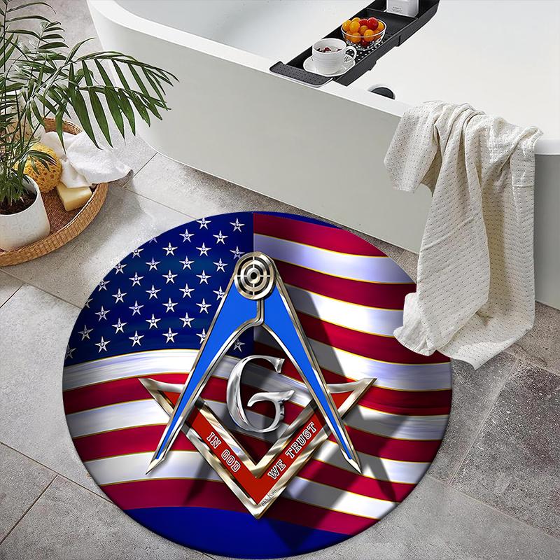 1pc Recognized Freemasonry Round carpet Painted Printed circular carpet, home door mat, outdoor travel protection carpet
