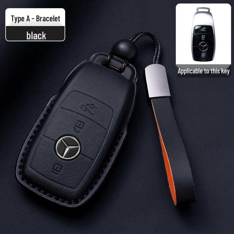 Mercedes-Benz Original Color Nappa Leather Key Case for GLE, GLAC200L, C260L, E300L, E-Class, S-Class, and C-Class.