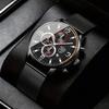 [ Men Watch Set ] 4pcs/ Set Men'S Stainless Steel Quartz Watch & Jewelry Set | Bracelet for Men | Cross Necklace | Date Watches for Men