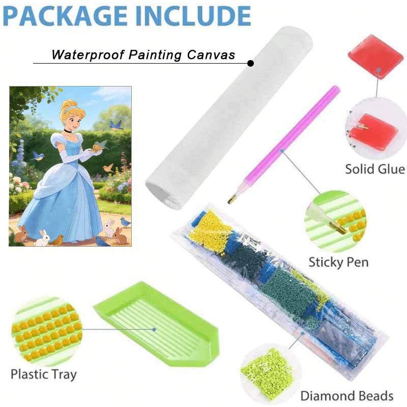 Disney Diamond Art Painting Kit 5D Cinderella Diamond Painting Dot Art Kit Home Wall Decor