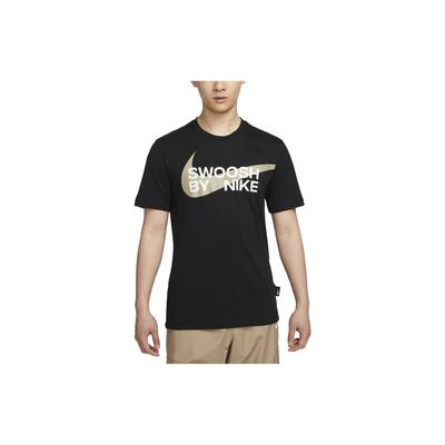 Logo Buchdruck Rundhals Pullover Kurzarm T-Shirt Herren Oberteile Schwarz FD1248-010