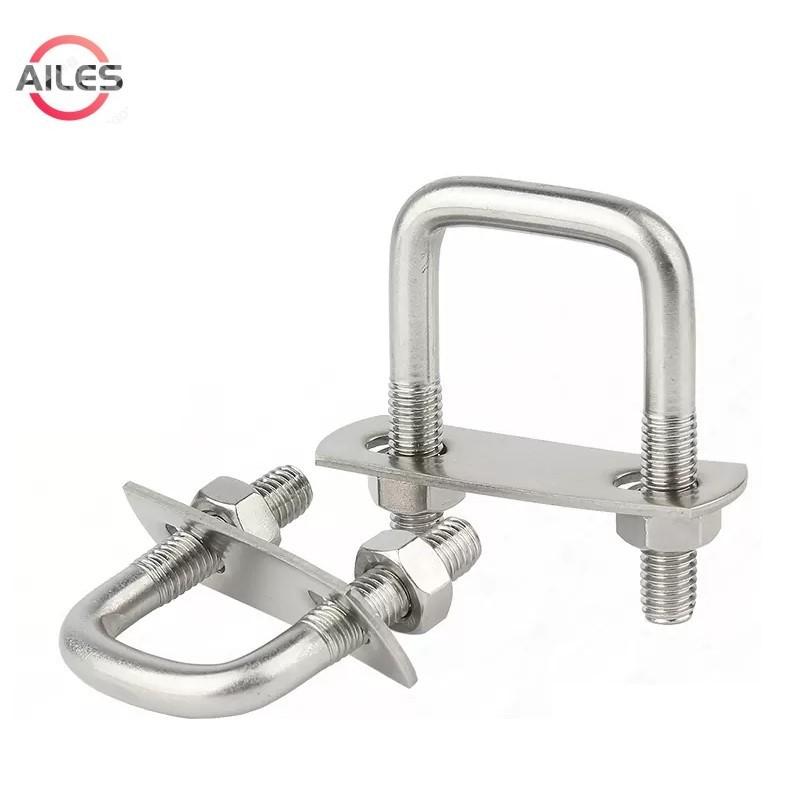 M6 M8 304 Stainless Steel Square Clamp U Bolt Right Angle U Screw U Clamp Nuts Plate Baffles U Bolt Set M6x20x45 2sets