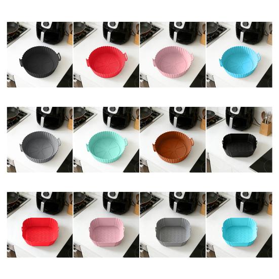 Silicone Air Fryer Tray Reusable Base Mat for 3 to 5LB Air Fryers Heat Resistant Non-Stick Tray Replacement of Parchment Paper