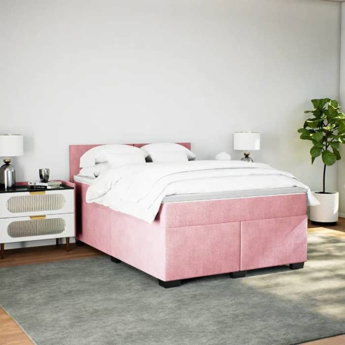 Maison Exclusive - Sommier à lattes de lit avec matelas Rose 160x200 cm Velours