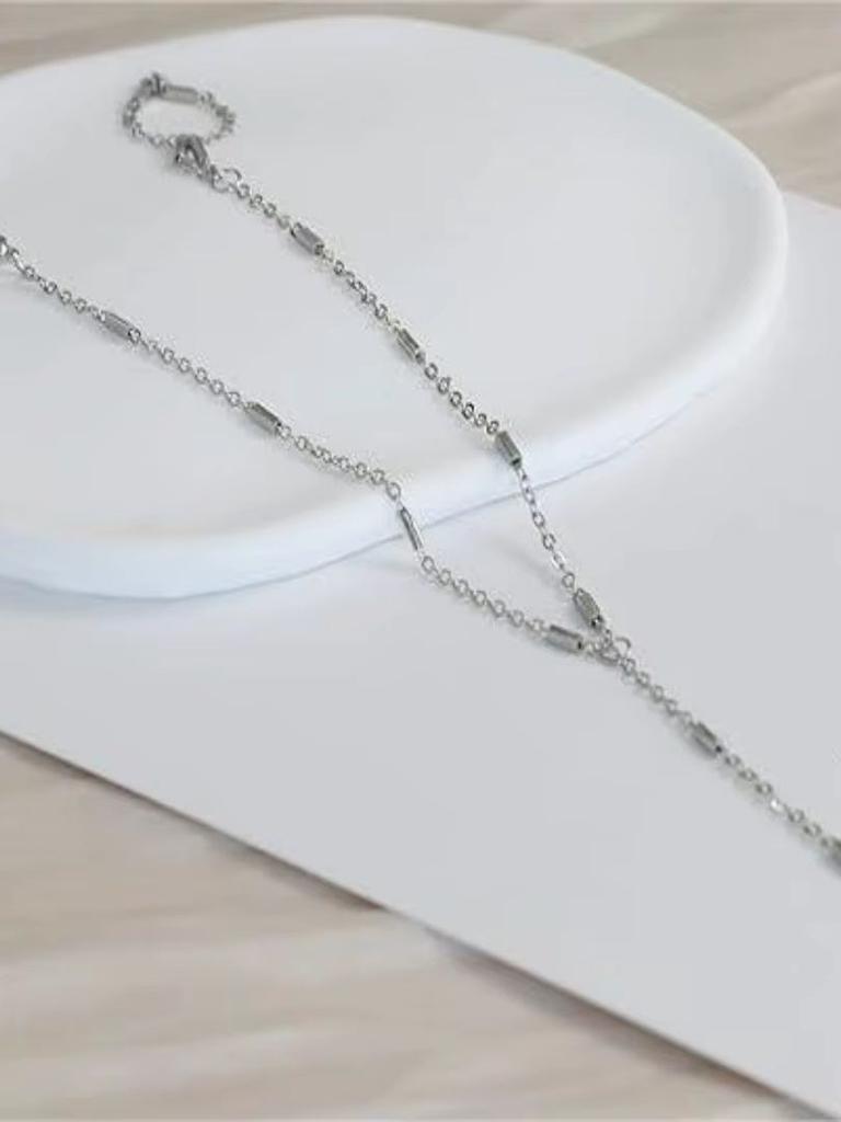 Bracelet de doigt en métal argenté style européen et américain pour femme, 1 pièce - bracelet simple et élégant, adapté au quotidien