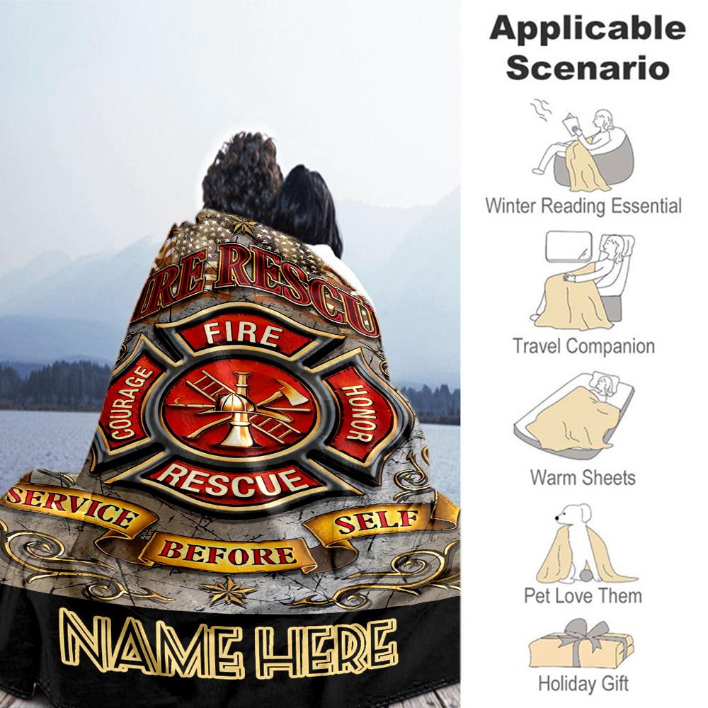 Firefighter Customize Your Name Blanket Throw Customizable Blanket Warmthful Decor for Office Picnics Chair Bed All-Season Use