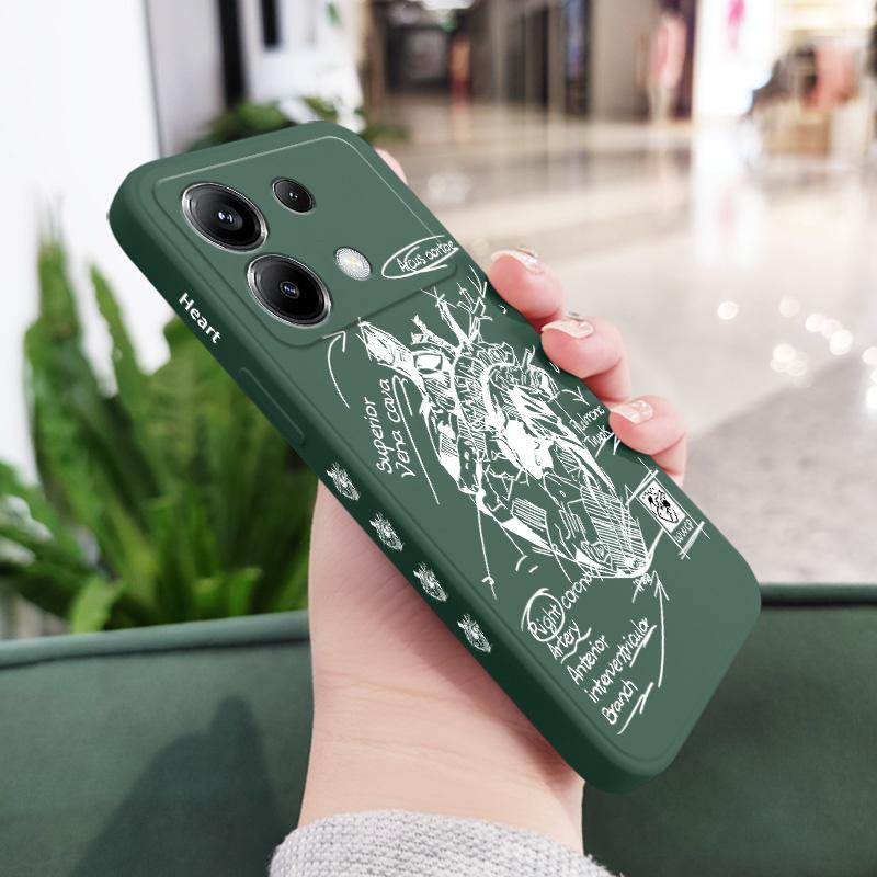 Schets Hart Telefoonhoesje Voor Xiaomi Poco X6 F6 M6 M5 M5S F5 X5 F4 X4 M4 F3 M3 X3 Pro 4G 5G GT Siliconen Cover