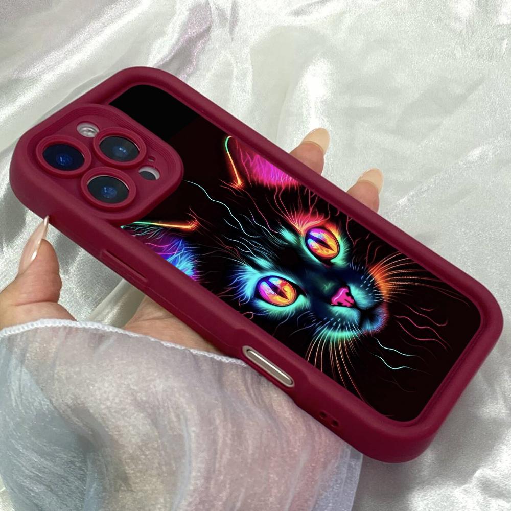 JT173 Colorful Cat for iPhone 17 16 15 14 Pro Max Samsung S26 S25 Ultra A17 A16 A07 A56 A15 A06 A14 Xiaomi 15T Redmi 15c 14C Note 13 14 Soft TPU Case