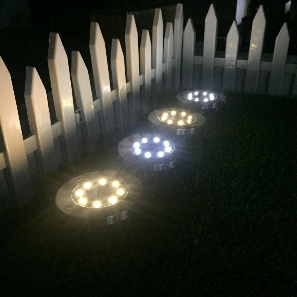 

4Pcs Solar Garden Lights 8-LED Ground Light Stainless Steel Waterproof Outdoor Path Road Stairs Step Lamp for Pathway Garden Patio Yard Warm White