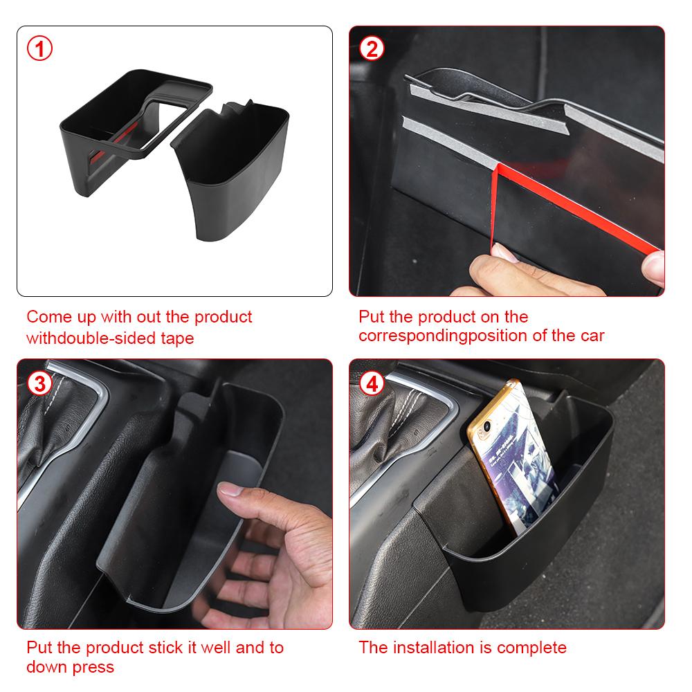 Bilväxelkonsol Sidoförvaringslåda Organiseringsbricka för 2018-2023 Jeep Wrangler JL JLU Interiörtillbehör, 2st Svart