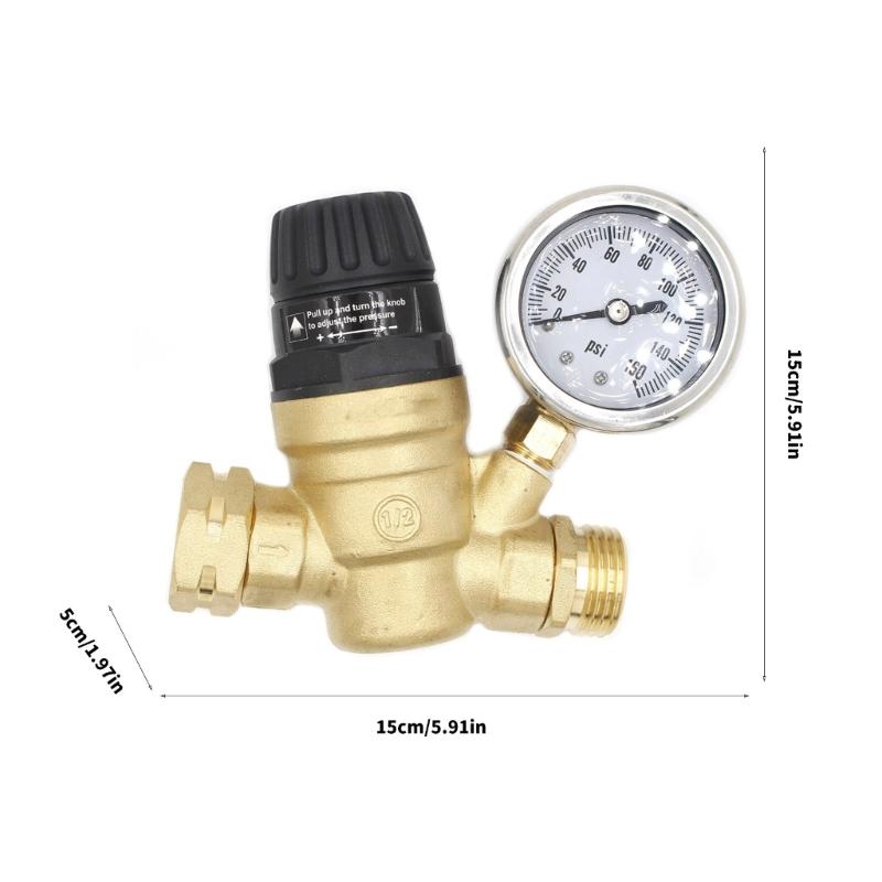 Water Pressure Regulator for RVs Campers Garden Handle Adjustable Universal Water Pressure Regulator Valves with Gauges