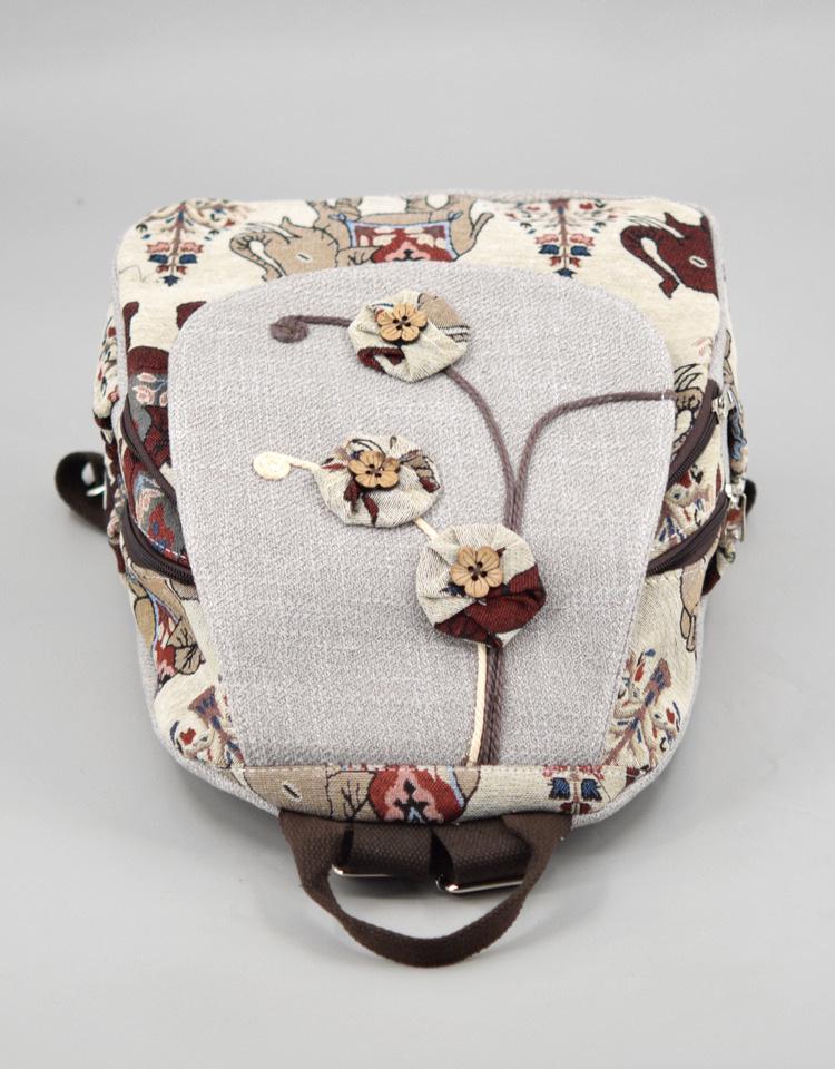 Women's Retro Canvas Floral Backpack - Lightweight, Handwoven & Versatile for College Students