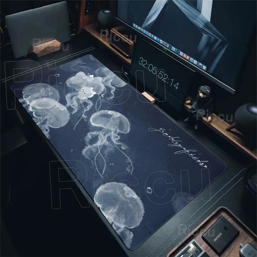 Anime Jellyfish Pattern Large Mouse Pad Cat Desk Mat Gaming Pads PC Accessories Laptop Computer Keyboard Mousepad Office Carpet