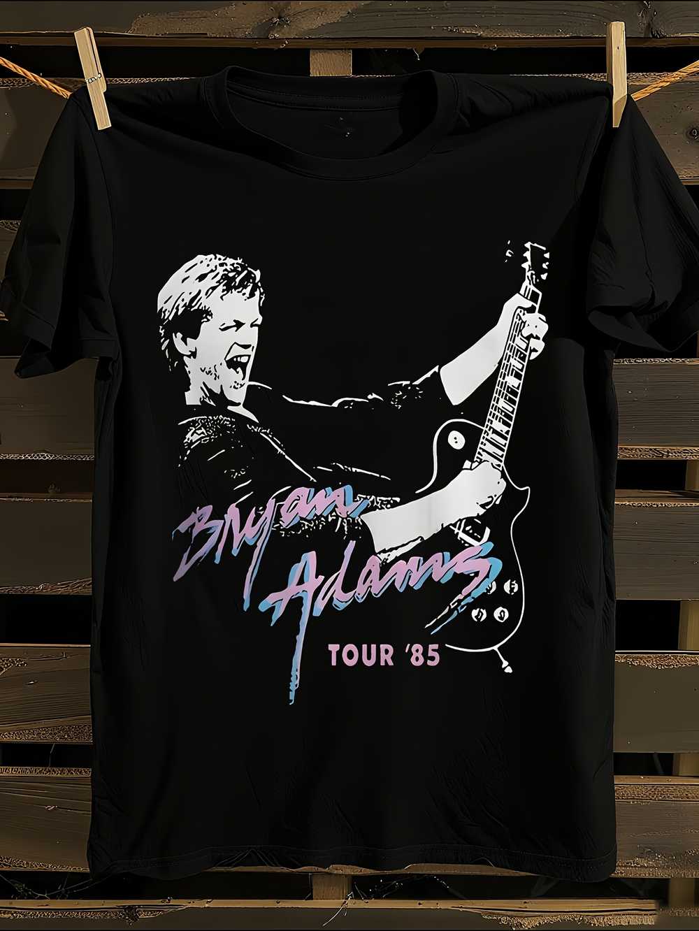 

s Bryan Adams 85 Tour Signature T-Shirt Mens Tshirt Womens Tshirts with Letters Print Short Sleeves T-Shirt Casual Street Tee Shirt Top L