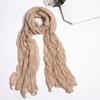 Women Scarf Solid Color Long Wide Crumple Thin Decorative Soft Perspective Wrinkled Scarf Clothes Accessory