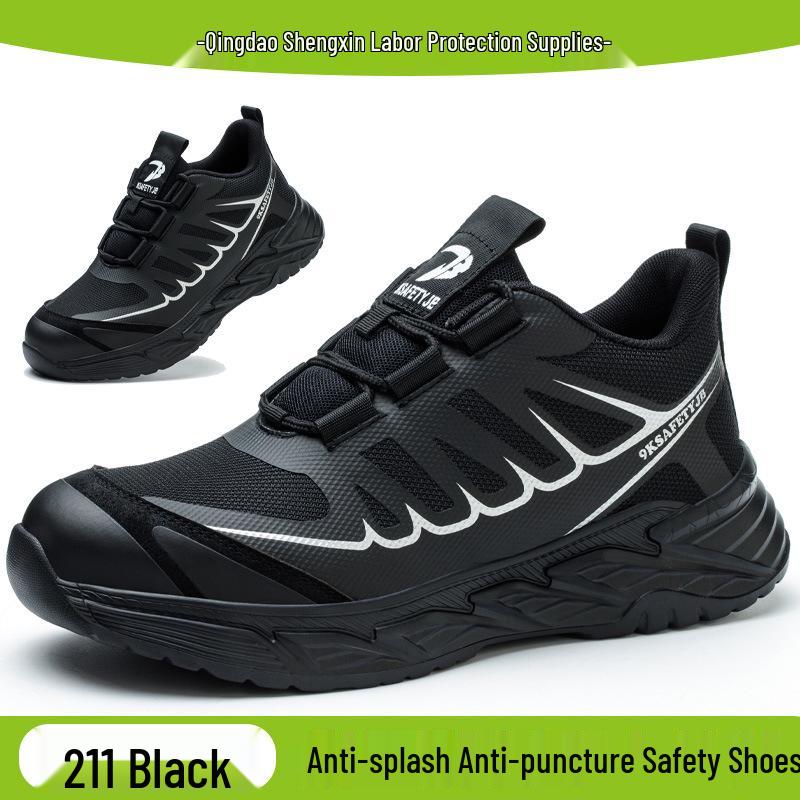 

Men s Breathable, Lightweight, Anti-Smash, Anti-Puncture, Wear-Resistant Safety Work Shoes SX211 black-cool summer;40