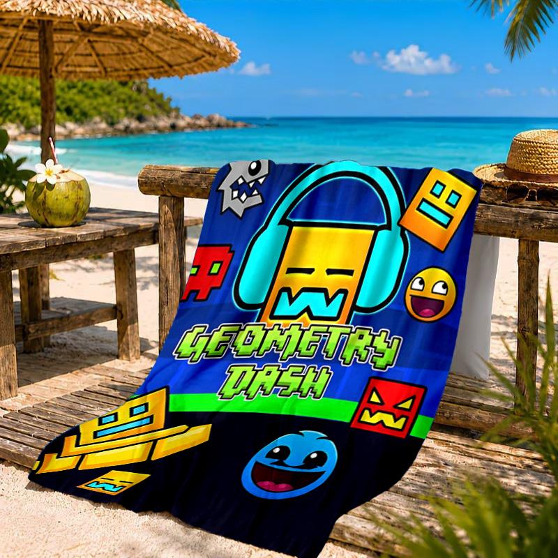 Geometry Dash: Dance To The Beat Beach Towel, Quick-drying, Easy To Care For, Suitable for Both Fitness and Beach Vacations,Sports Essential