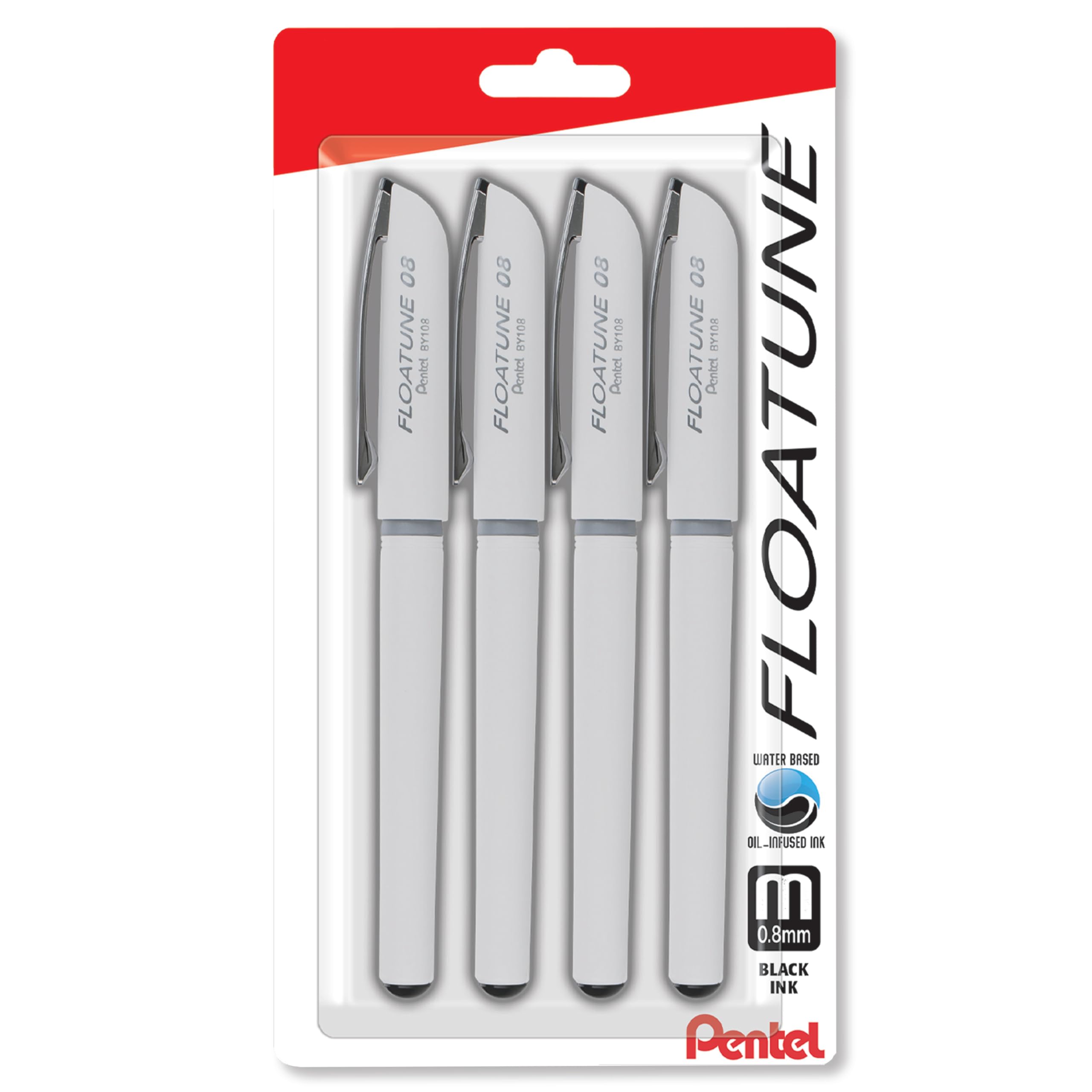 

Pentel Floatune Rollerball 0.8mm Medium Line Black Ink 4 Pack