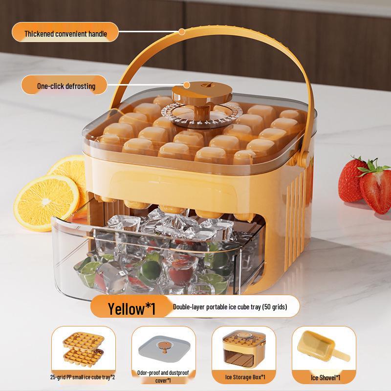 

Форма для больших ледяных шаров и контейнер для хранения - Пищевой аксессуар для морозильной камеры Single Layer 25 Cubes + Ice Scoop